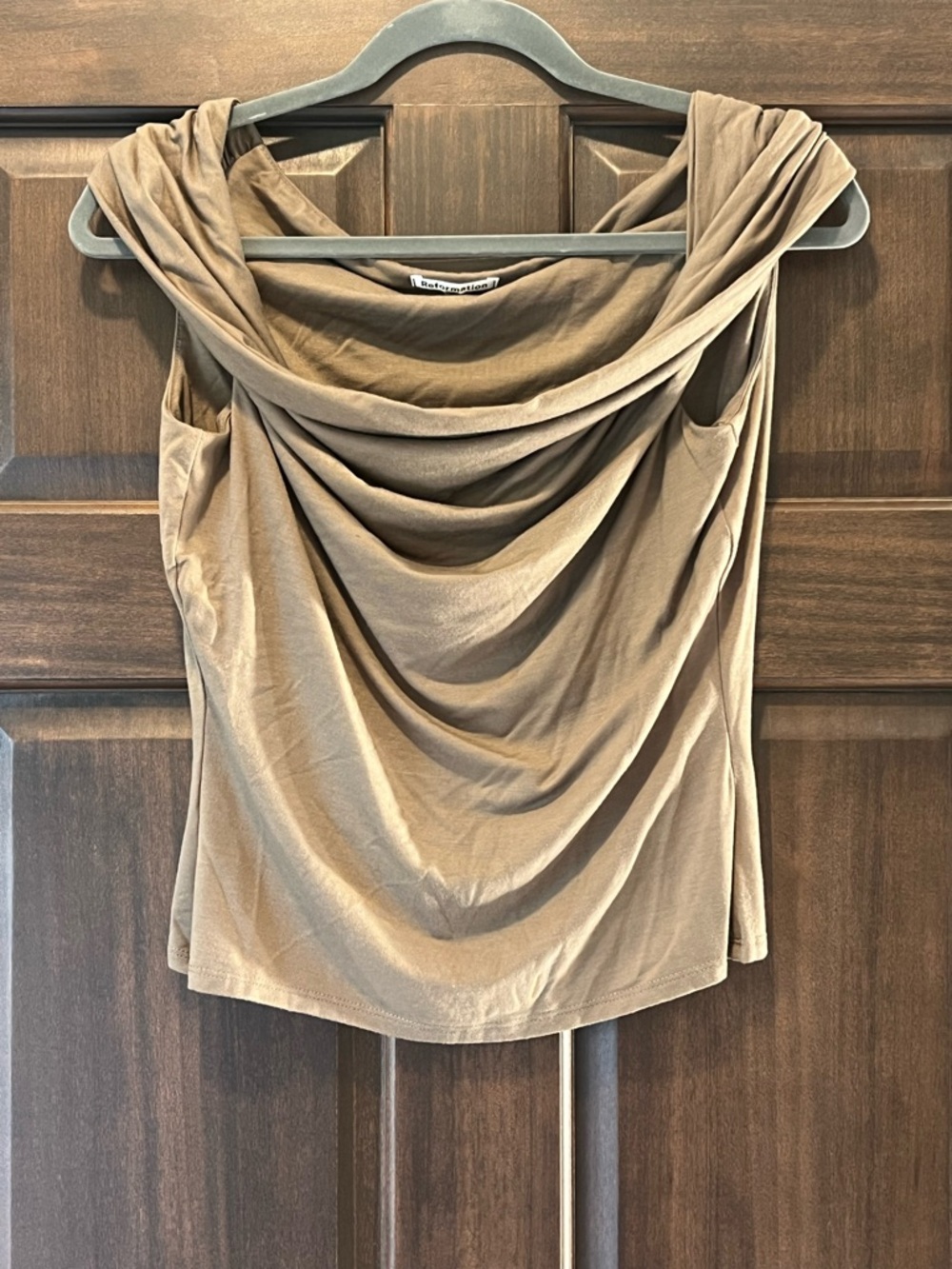 Reformation brown cowl neck top- size M